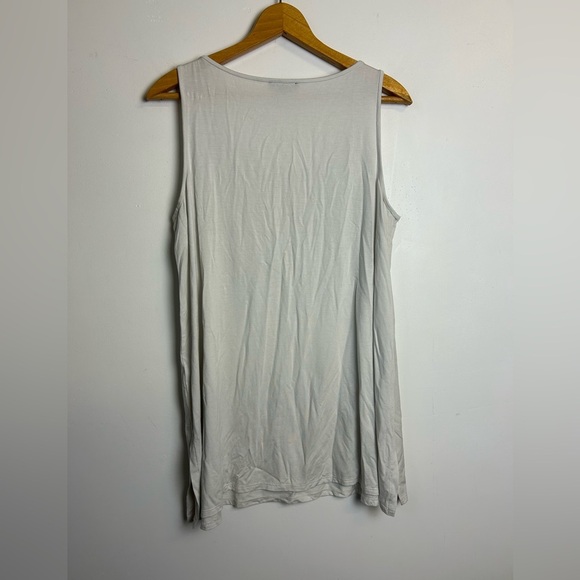 Eileen Fisher Top Blouse Light Gray Stretch Sleeveless Minimalist Size M comfy - Picture 2 of 11